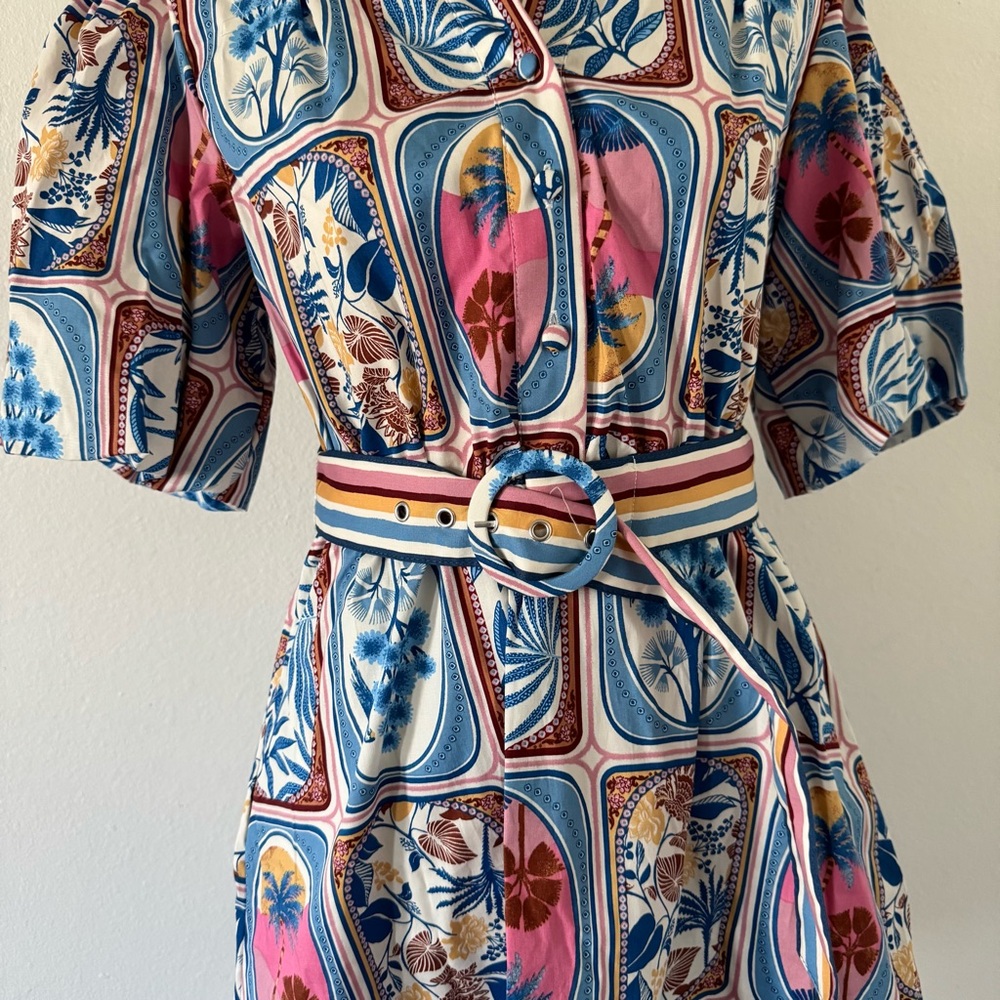 Joie tropical multi color printed Dress with Belt - Picture 2 of 14